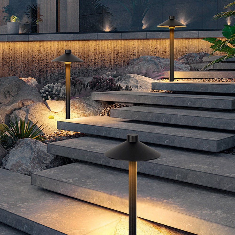 Balizador de Jardim Dorvenia Contemporâneo Preto com Design de Chapéu