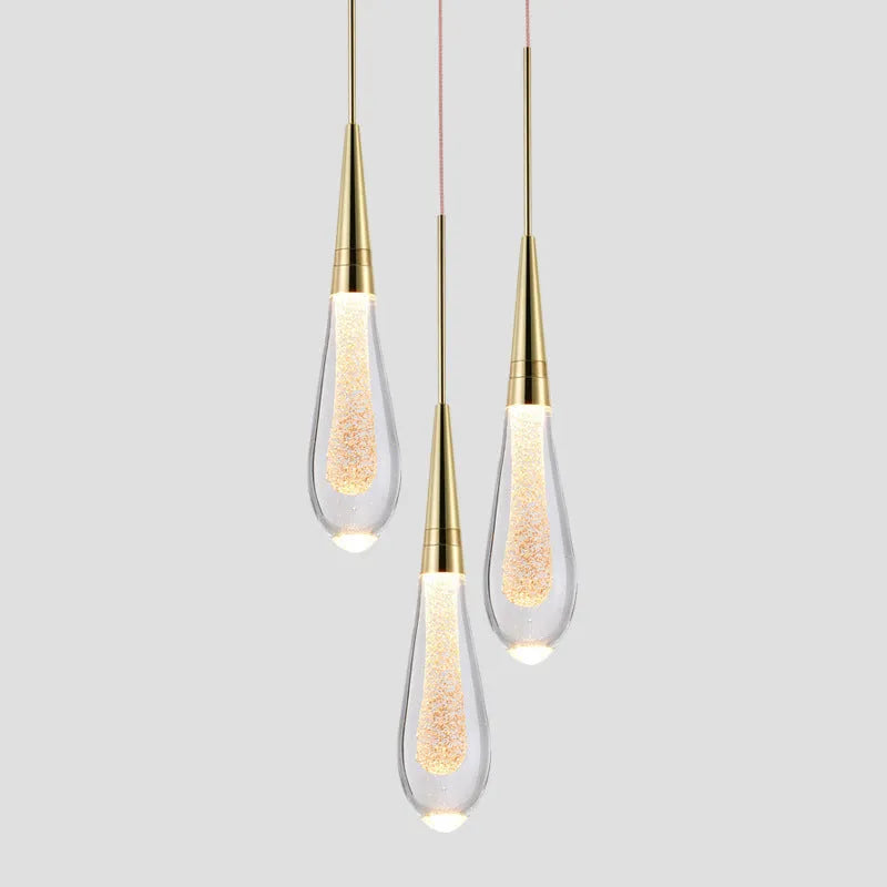 Pendente Eloria com Gota de Cristal Dourado