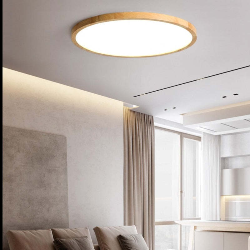 Plafom de Teto Orvix LED Minimalista de Madeira