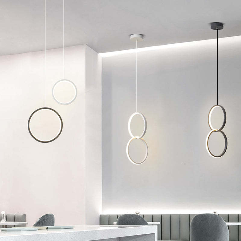 Kori Luminária Pendente LED Moderna Preto/Branco Sala de Estar