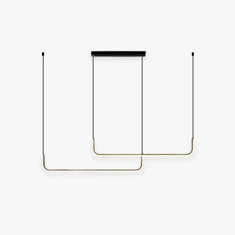Sorev Luminária Pendente Linear Moderna Estrutura Dupla, Preto/Dourado