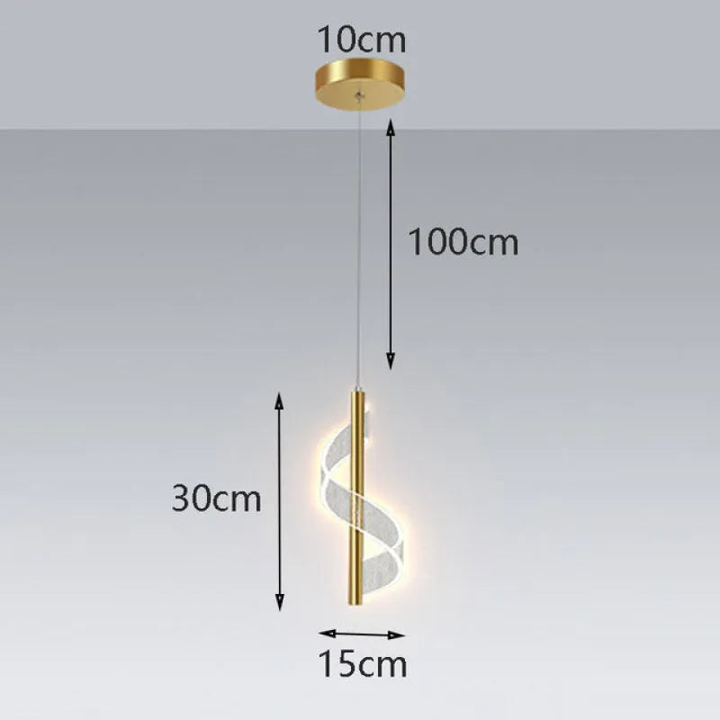 Luminária Pendente Alven Vintage Dourada com Fita