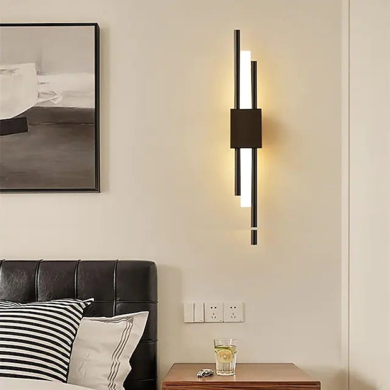 Arandela LED Moderna Nariq Tipo Barra, Preto/Dourado