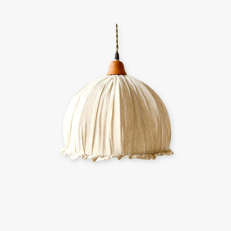 Luminária Pendente Teo Vintage Bege, Tecido