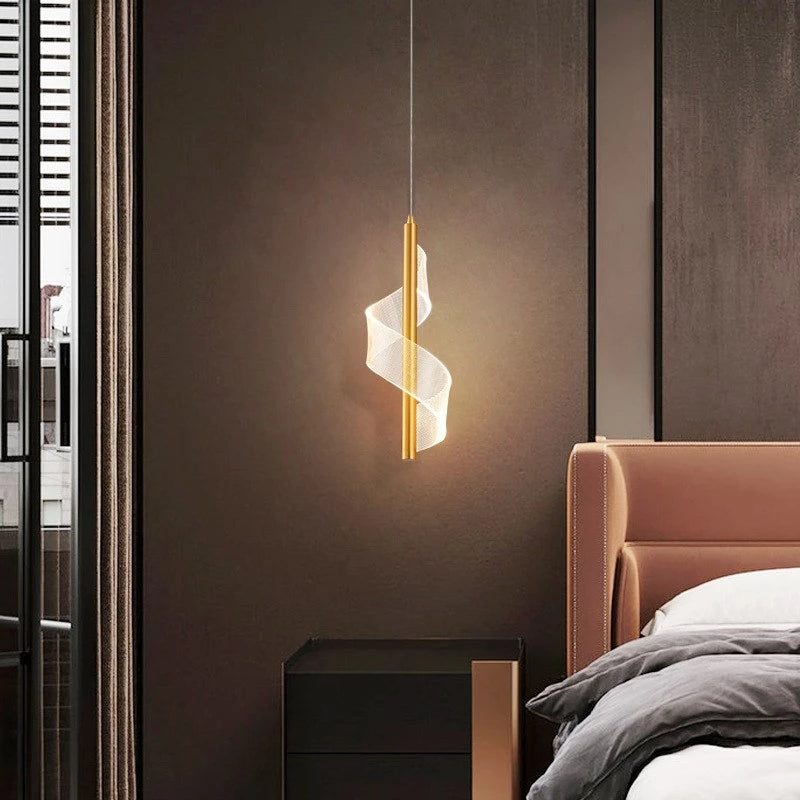 Luminária Pendente Alven Vintage Dourada com Fita