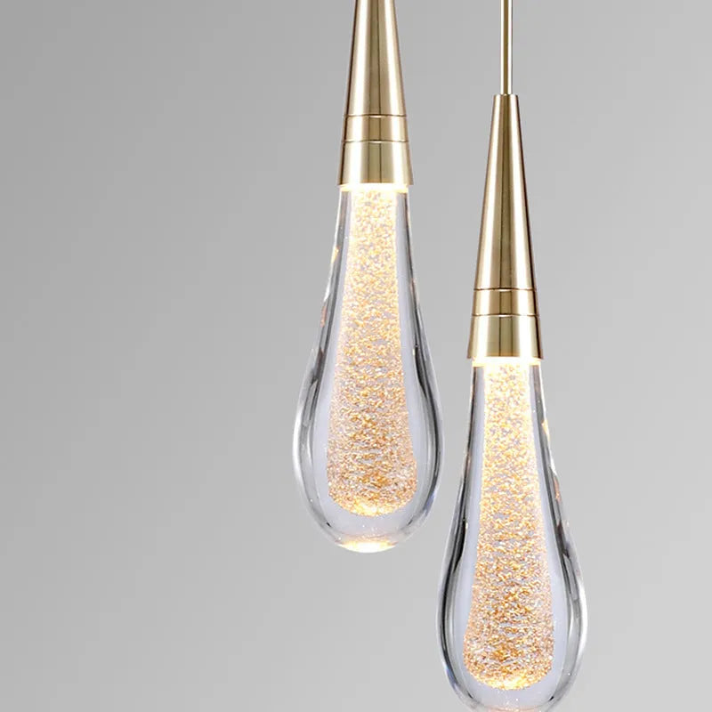 Pendente Eloria com Gota de Cristal Dourado