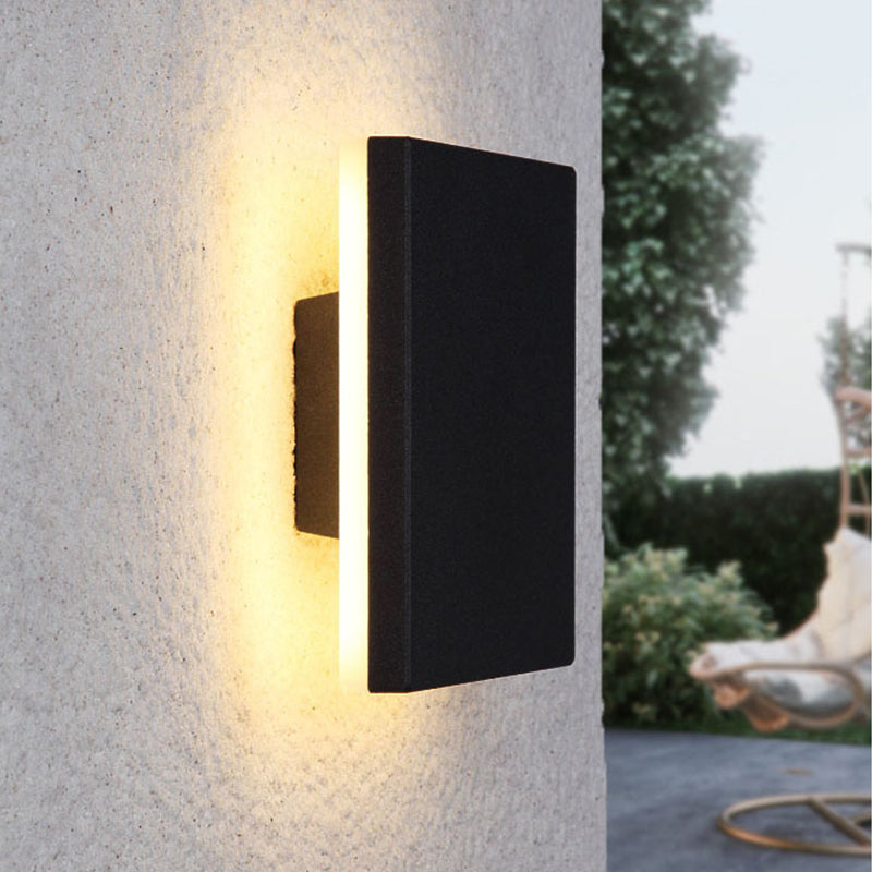 Luminária de Parede Externa LED Dori Minimalista Redonda/Quadrada, Preto/Branco