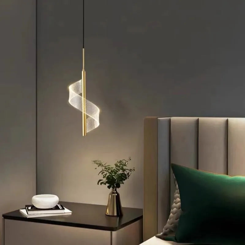 Luminária Pendente Alven Vintage Dourada com Fita