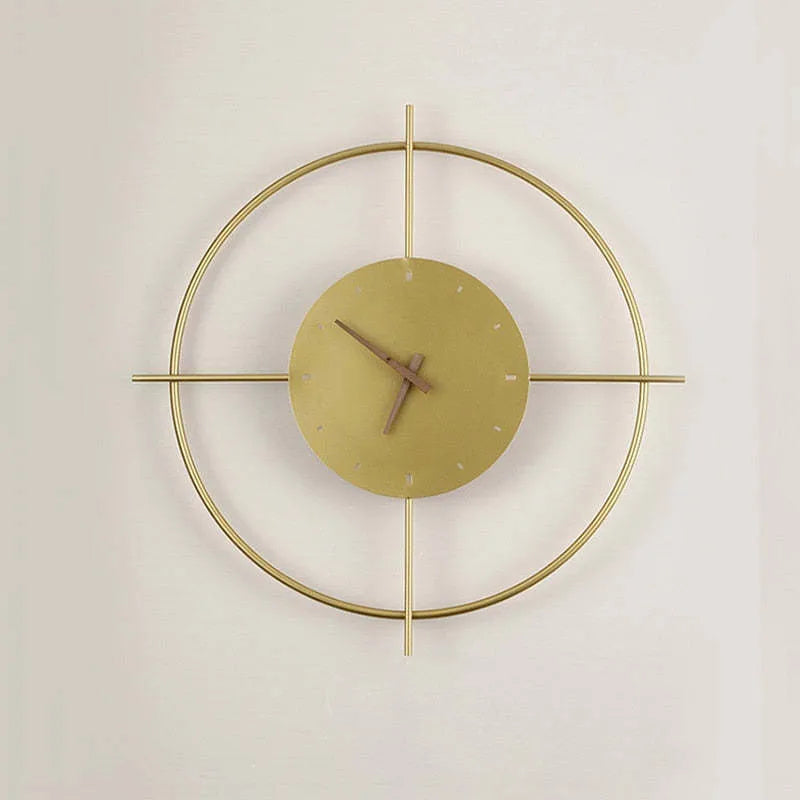 Candeeiro de Parede Redondo Norva Moderno com Relógio, Dourado/Preto