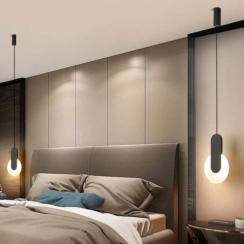 Kori Luminária Pendente LED Moderna Preto/Branco Sala de Estar
