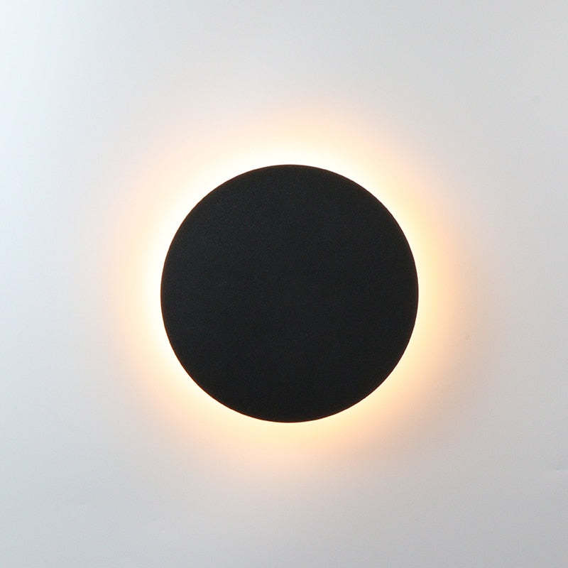 Luminária de Parede Externa LED Dori Minimalista Redonda/Quadrada, Preto/Branco