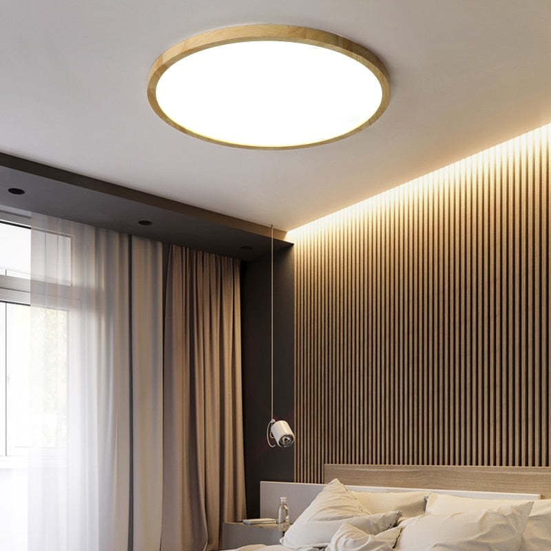 Plafom de Teto Orvix LED Minimalista de Madeira
