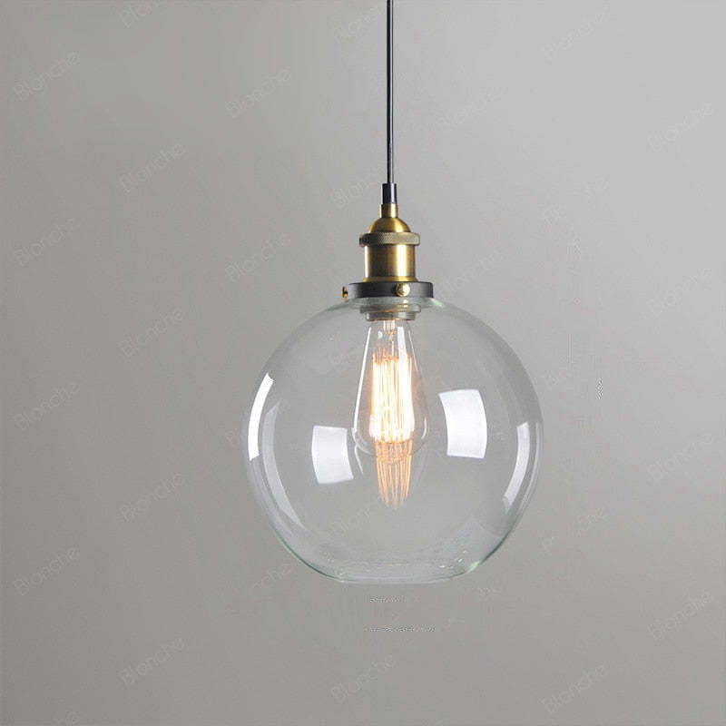 Luminária Pendente de Vidro Industrial Teni Transparente/Âmbar/Cinza Fumê