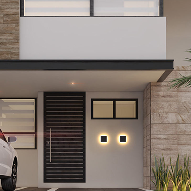 Luminária de Parede Externa LED Dori Minimalista Redonda/Quadrada, Preto/Branco