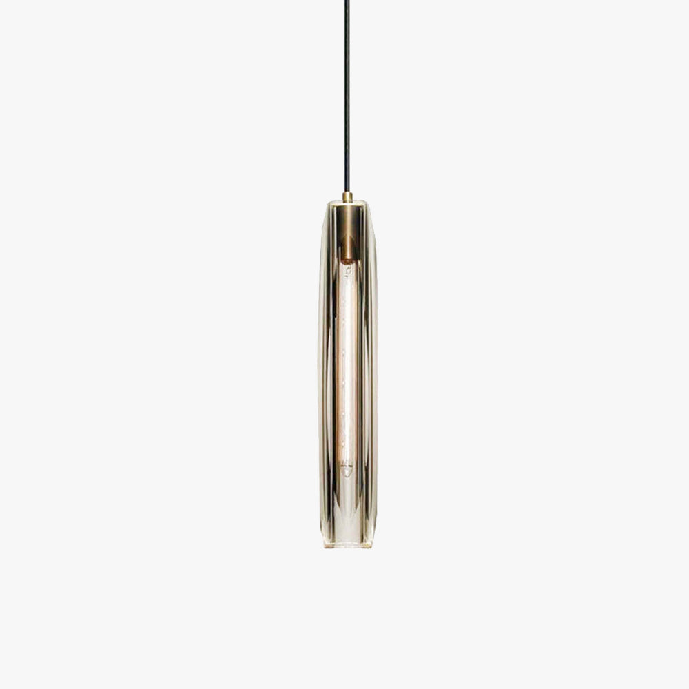 Luminária Pendente de Vidro Fumê Orinex com Detalhes em Latão
