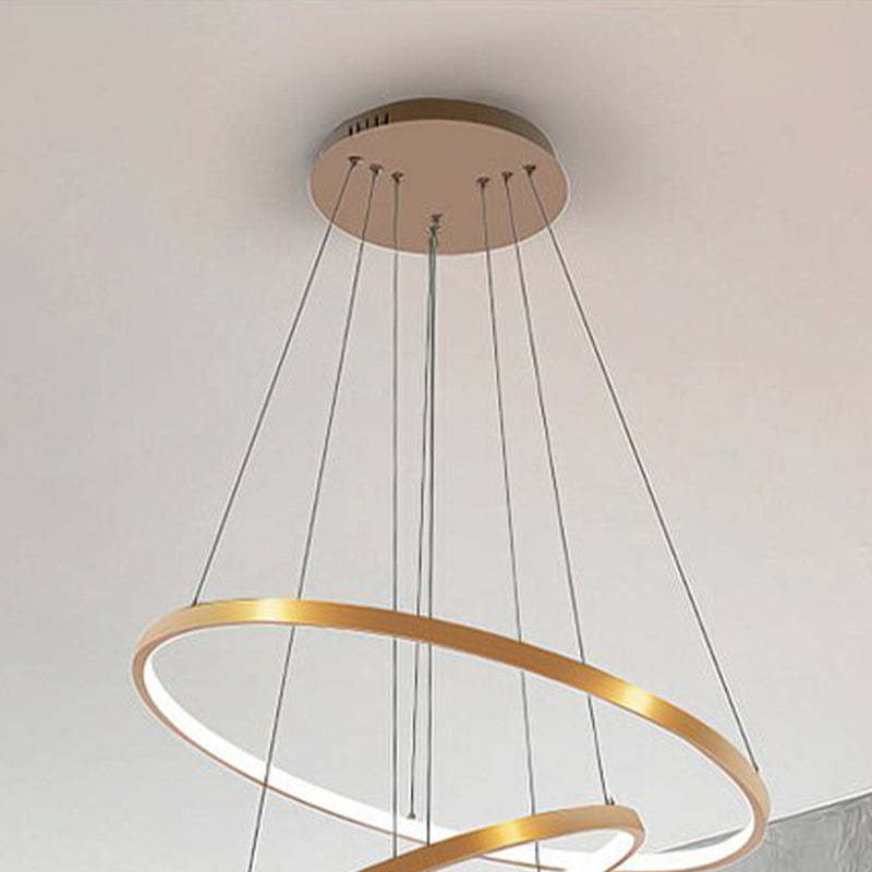 Pendente Toriq, Anel Interno Iluminado, Branco/Preto/Dourado