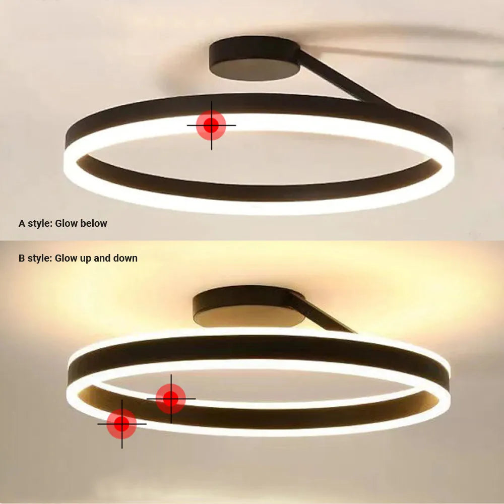 Plafon de Teto Solinor Círculo Moderno, Preto e Branco