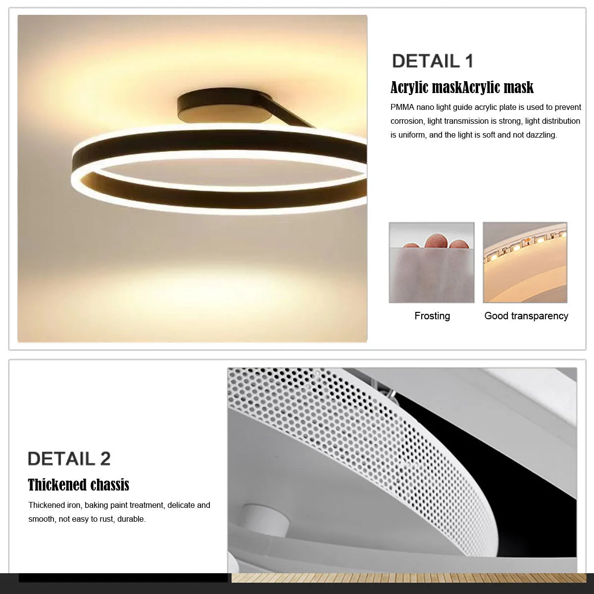 Plafon de Teto Solinor Círculo Moderno, Preto e Branco