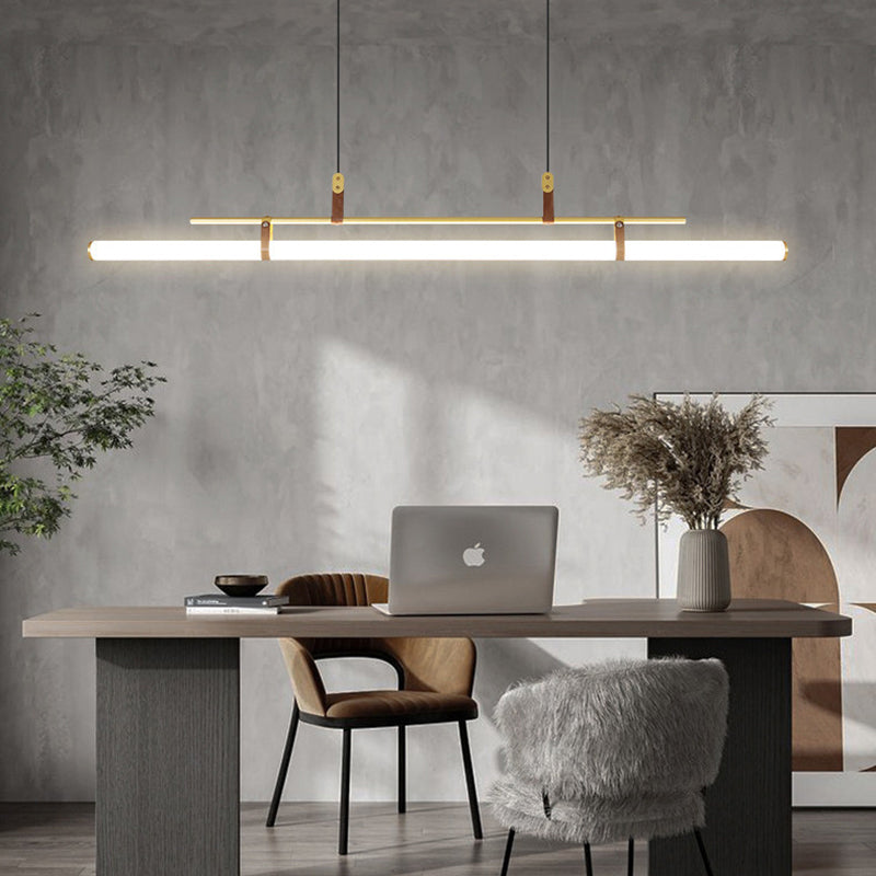 Luminária Pendente Linear Moderna Voren, Preto/Dourado