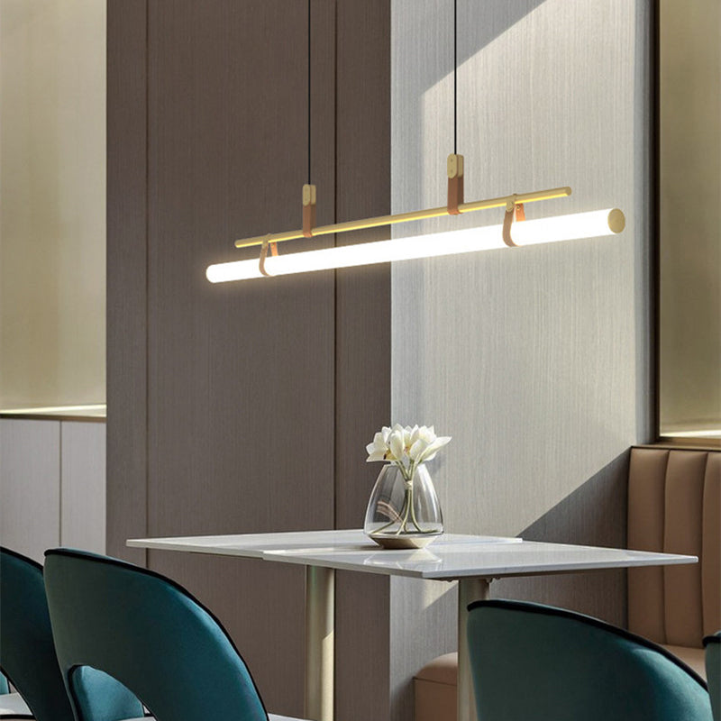 Luminária Pendente Linear Moderna Voren, Preto/Dourado