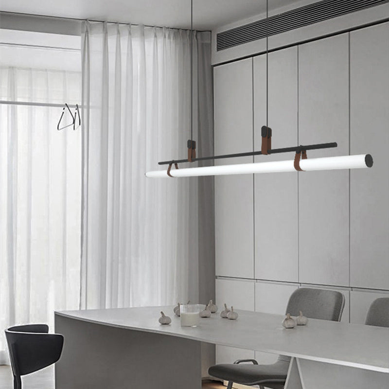 Luminária Pendente Linear Moderna Voren, Preto/Dourado