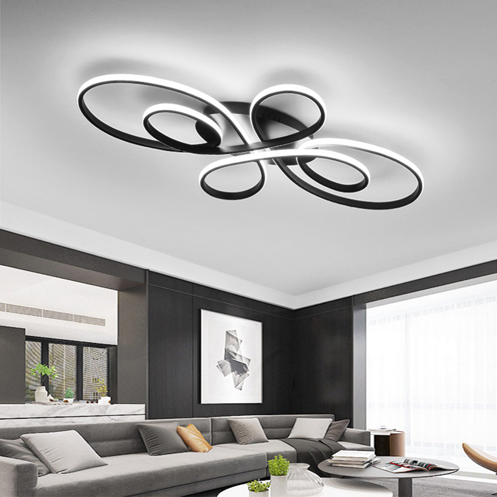 Plafon de Teto Rori Moderno LED com Múltiplos Anéis, Marrom/Branco