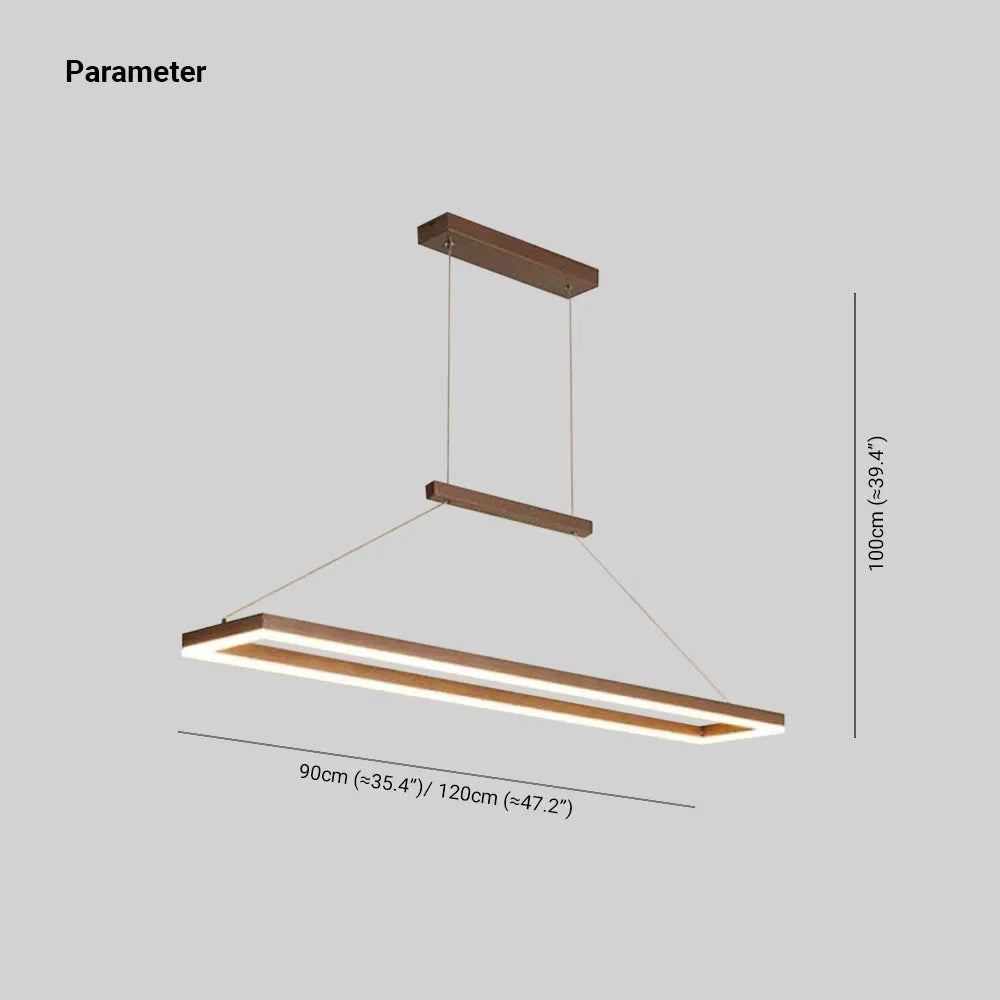 Nexil Moderna Luminária Pendente Retangular, Dourado/Café
