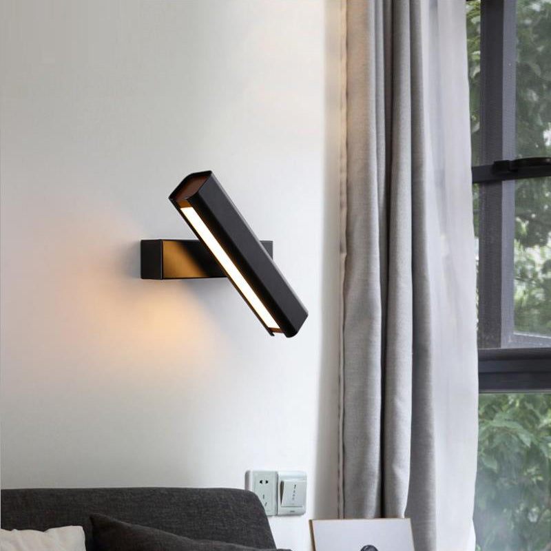 Luminária de Parede Rotativa Heri Retângulos Modernos, Preto/Branco