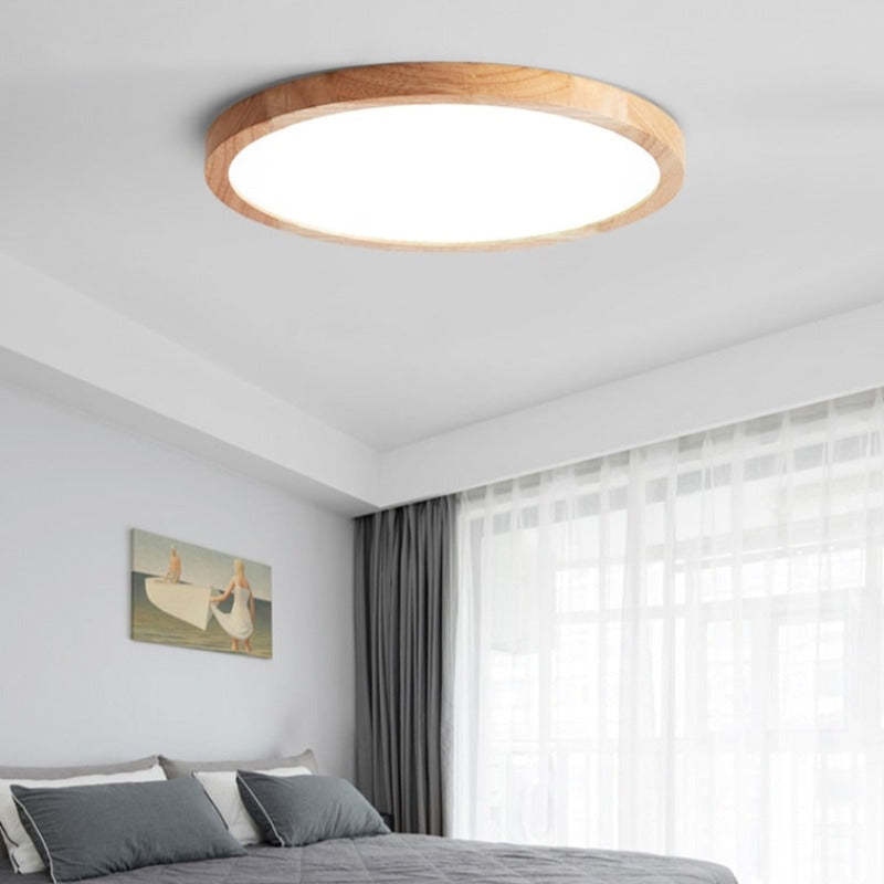 Plafom de Teto Orvix LED Minimalista de Madeira