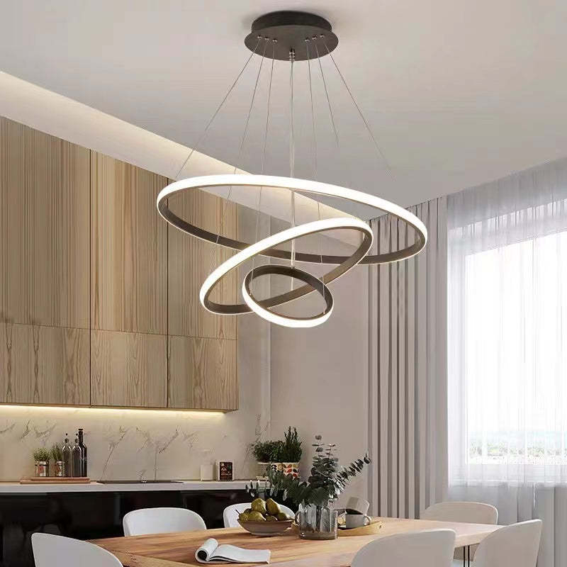 Luminária Pendente de Anel Moderna Tavonex, 2/3/4 Anéis