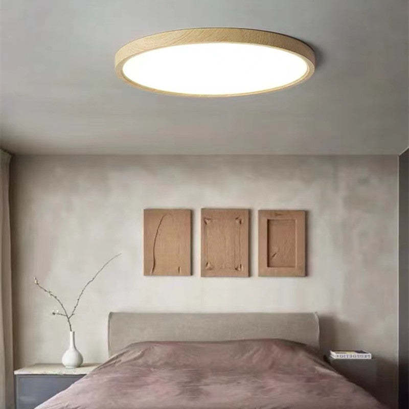 Plafom de Teto Orvix LED Minimalista de Madeira