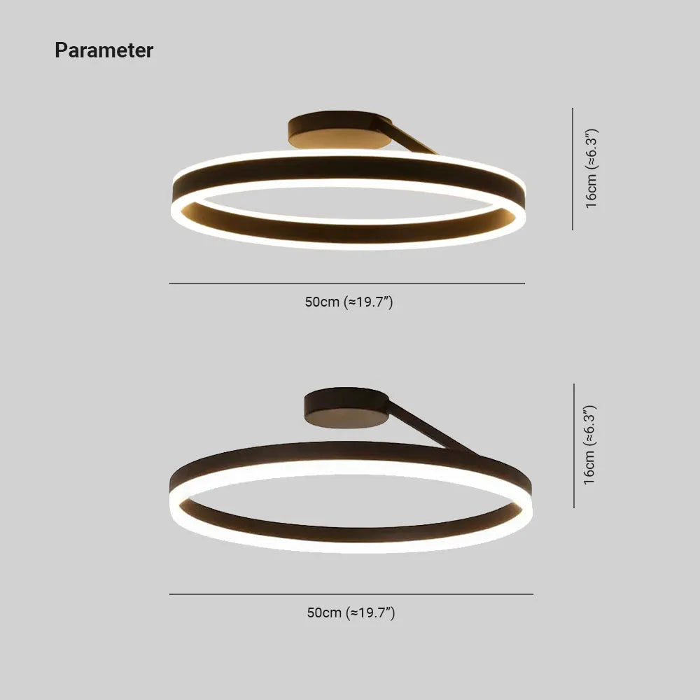 Plafon de Teto Solinor Círculo Moderno, Preto e Branco