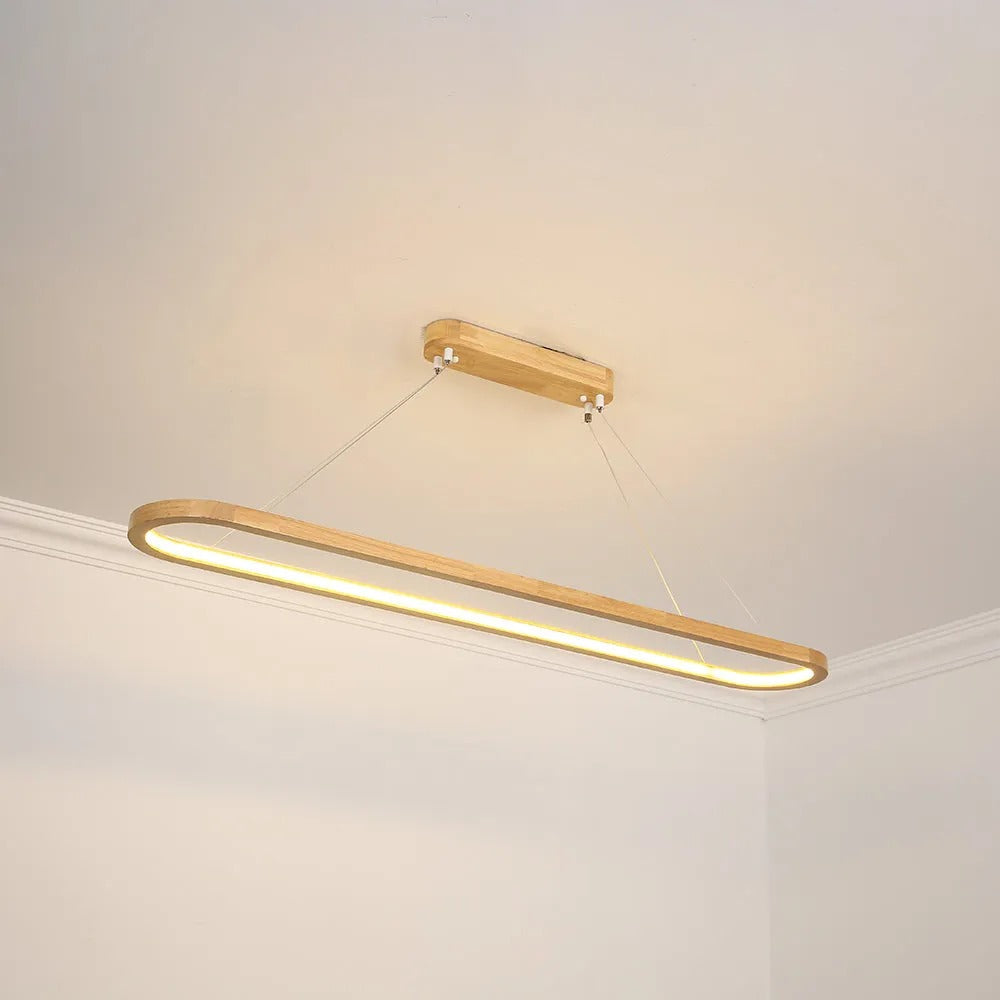 Luminária Pendente Oval de Madeira Contemporânea Lyraen