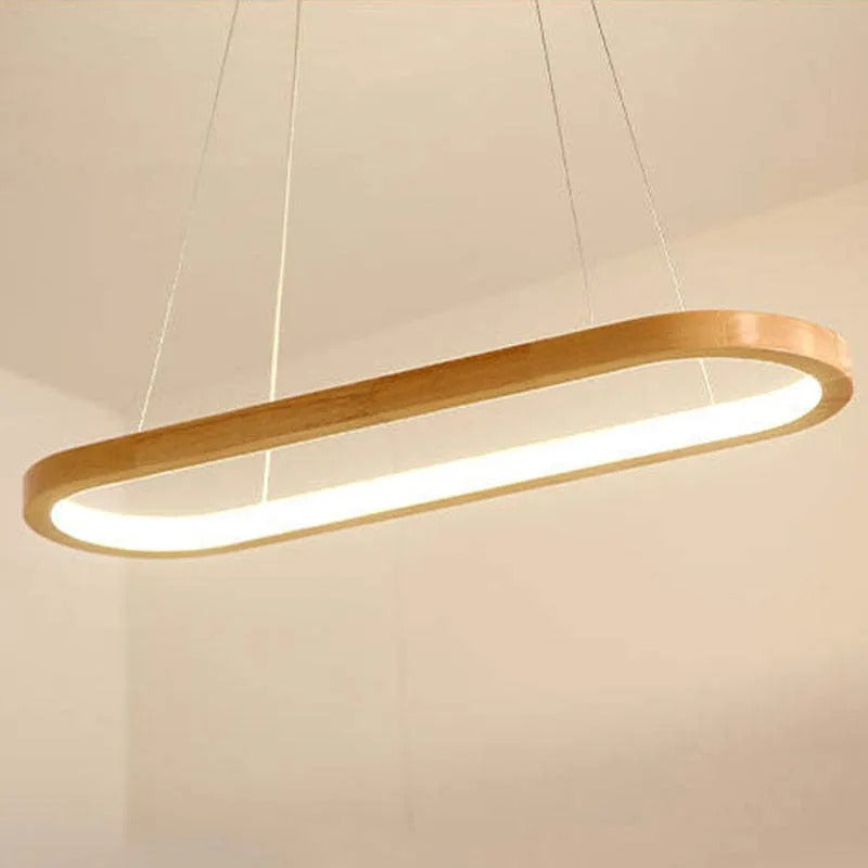 Luminária Pendente Oval de Madeira Contemporânea Lyraen