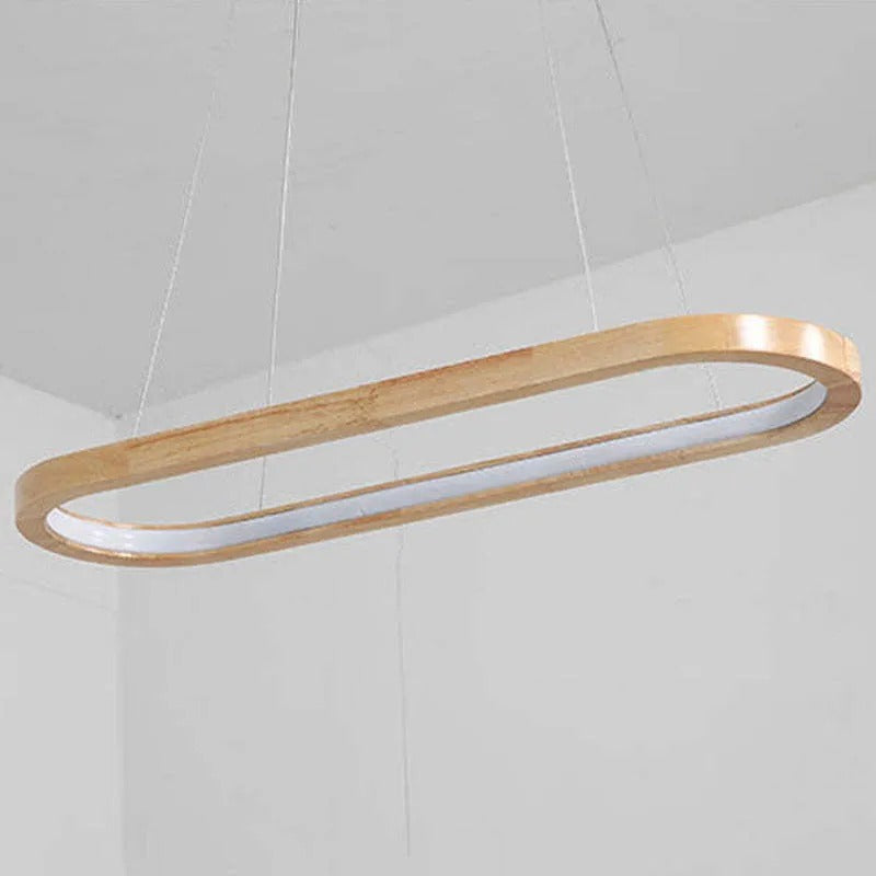 Luminária Pendente Oval de Madeira Contemporânea Lyraen
