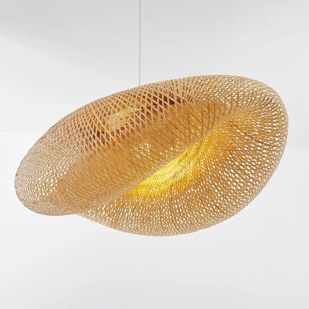Luminária Pendente Veltrix de Bambu Natural para Ilha de Cozinha