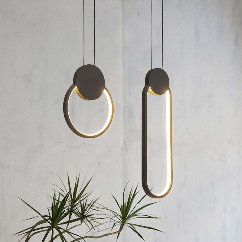 Kori Luminária Pendente LED Moderna Preto/Branco Sala de Estar