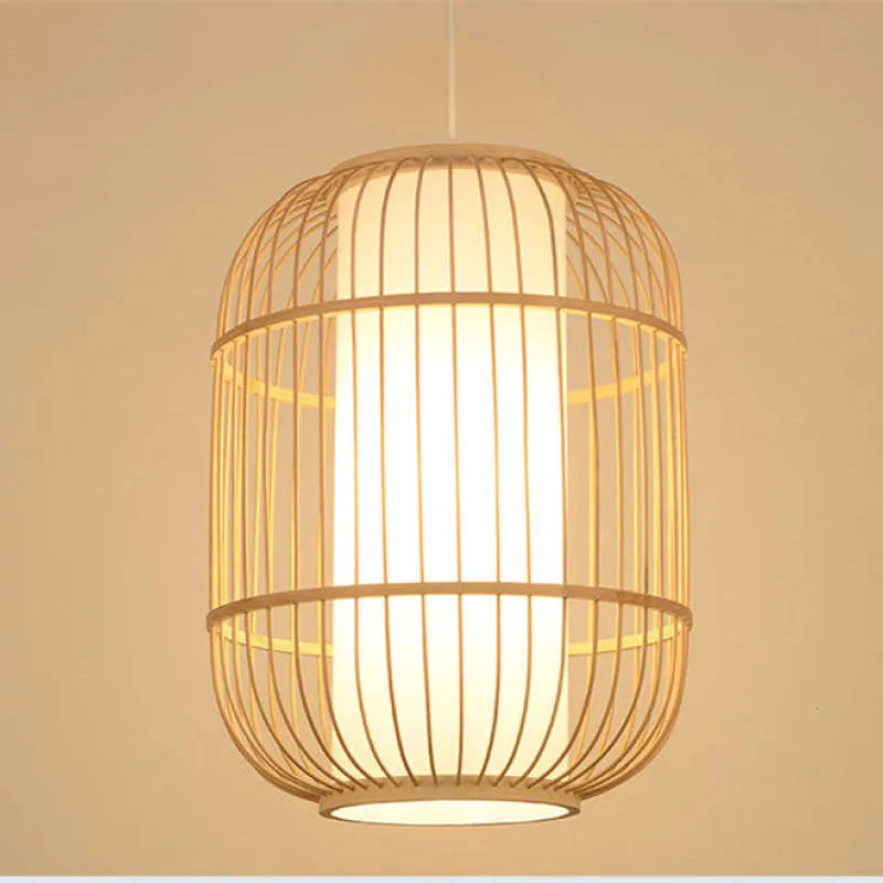 Luminária Pendente Taven Vintage de Rattan e Bambu Tecido à Mão
