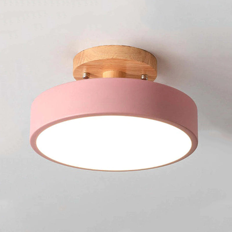 Zera Plafon LED Redondo Moderno de Madeira Colorido