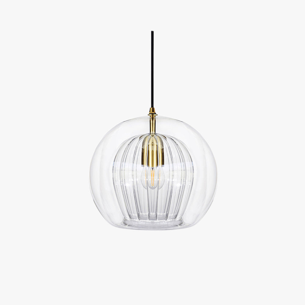 Luminária Pendente Althio Globo de Vidro Transparente Âmbar