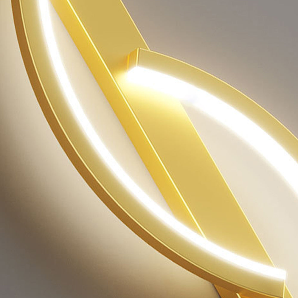 Candeeiro de Parede Vireth Onda Linear Moderna para Quarto, Preto/Dourado