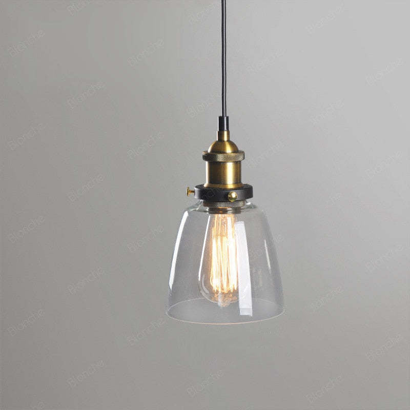 Luminária Pendente de Vidro Industrial Teni Transparente/Âmbar/Cinza Fumê