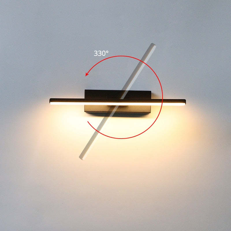 Candeeiro de Parede Rotativo Darin para Quarto, Preto/Branco