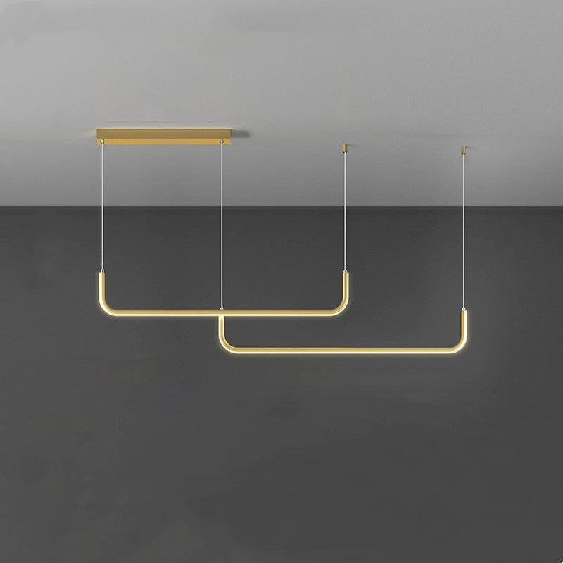 Sorev Luminária Pendente Linear Moderna Estrutura Dupla, Preto/Dourado