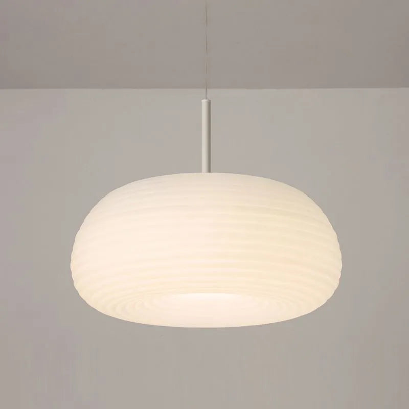 Pendente Zoriel de Vidro Branco em Formato de Tambor