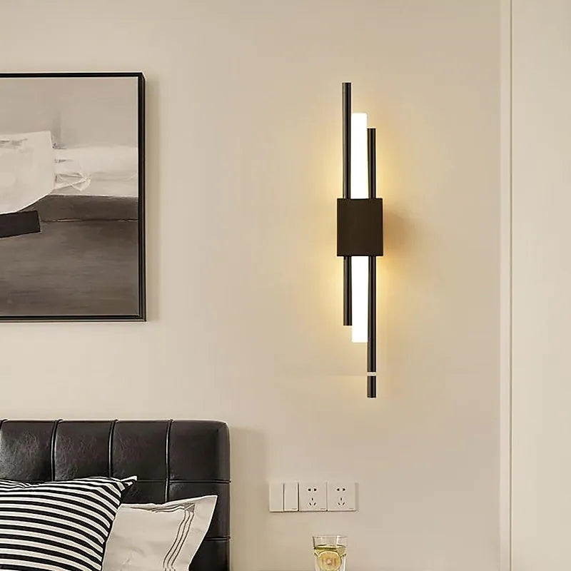 Arandela LED Moderna Nariq Tipo Barra, Preto/Dourado
