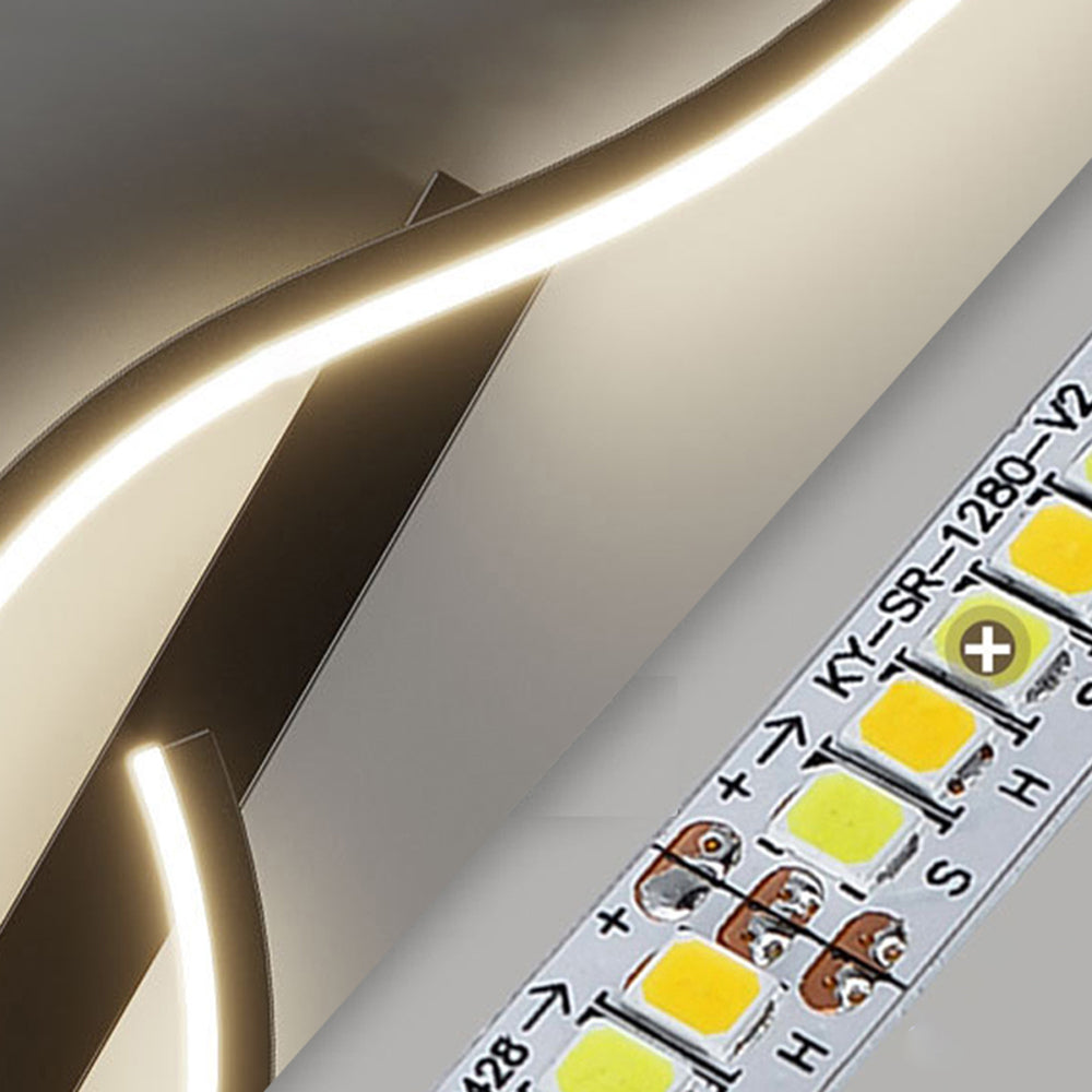 Candeeiro de Parede Vireth Onda Linear Moderna para Quarto, Preto/Dourado
