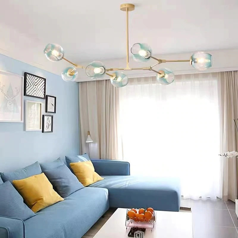 Zerin Luminária Pendente Nórdica Moderna de Vidro Bolha Transparente