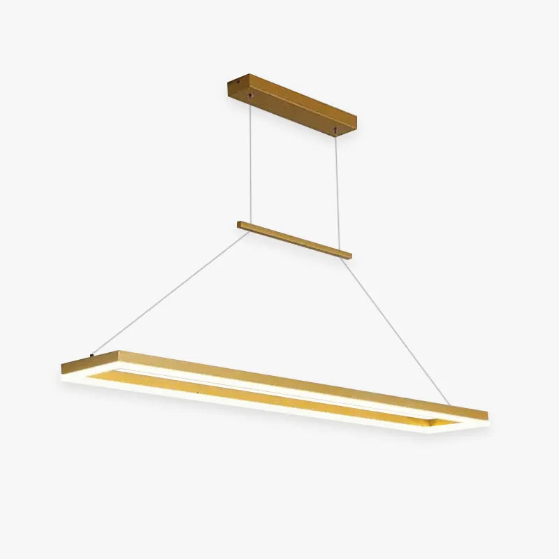 Nexil Moderna Luminária Pendente Retangular, Dourado/Café