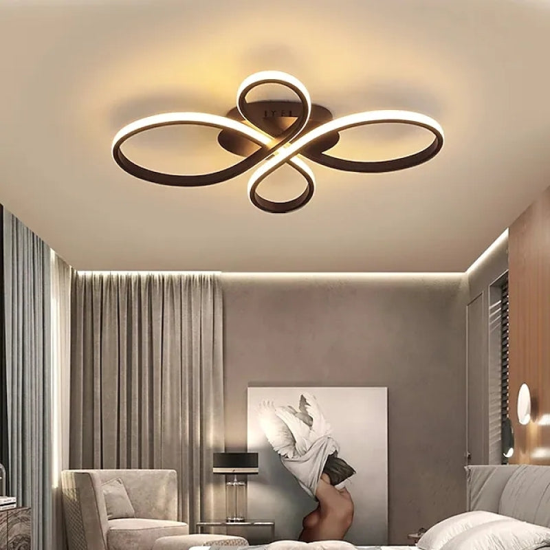 Plafon de Teto Rori Moderno LED com Múltiplos Anéis, Marrom/Branco